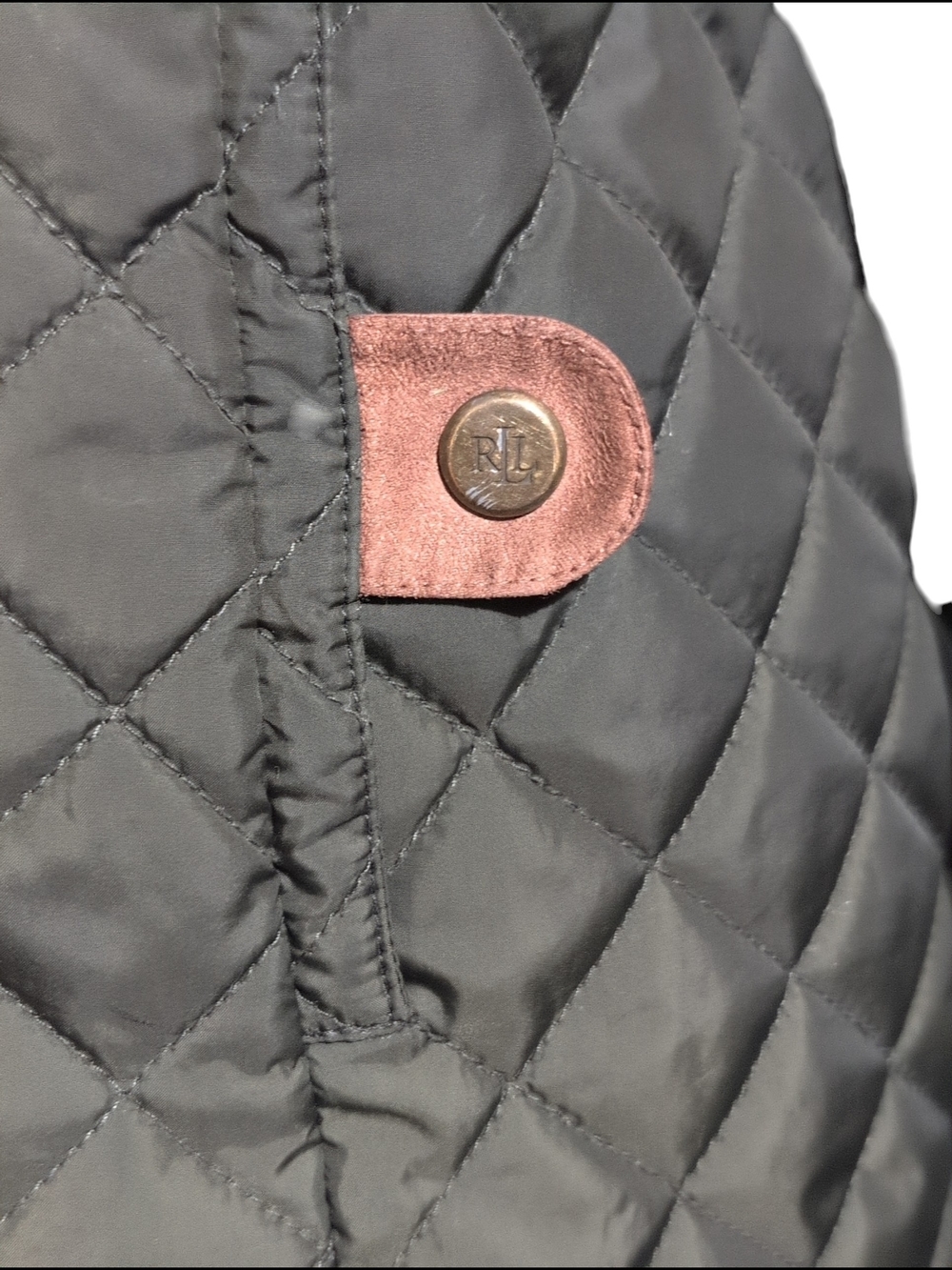 Lauren Ralph Lauren Olive Quilted Jacket Barn Lightweight Preloved Casual PLarge - Picture 3 of 16